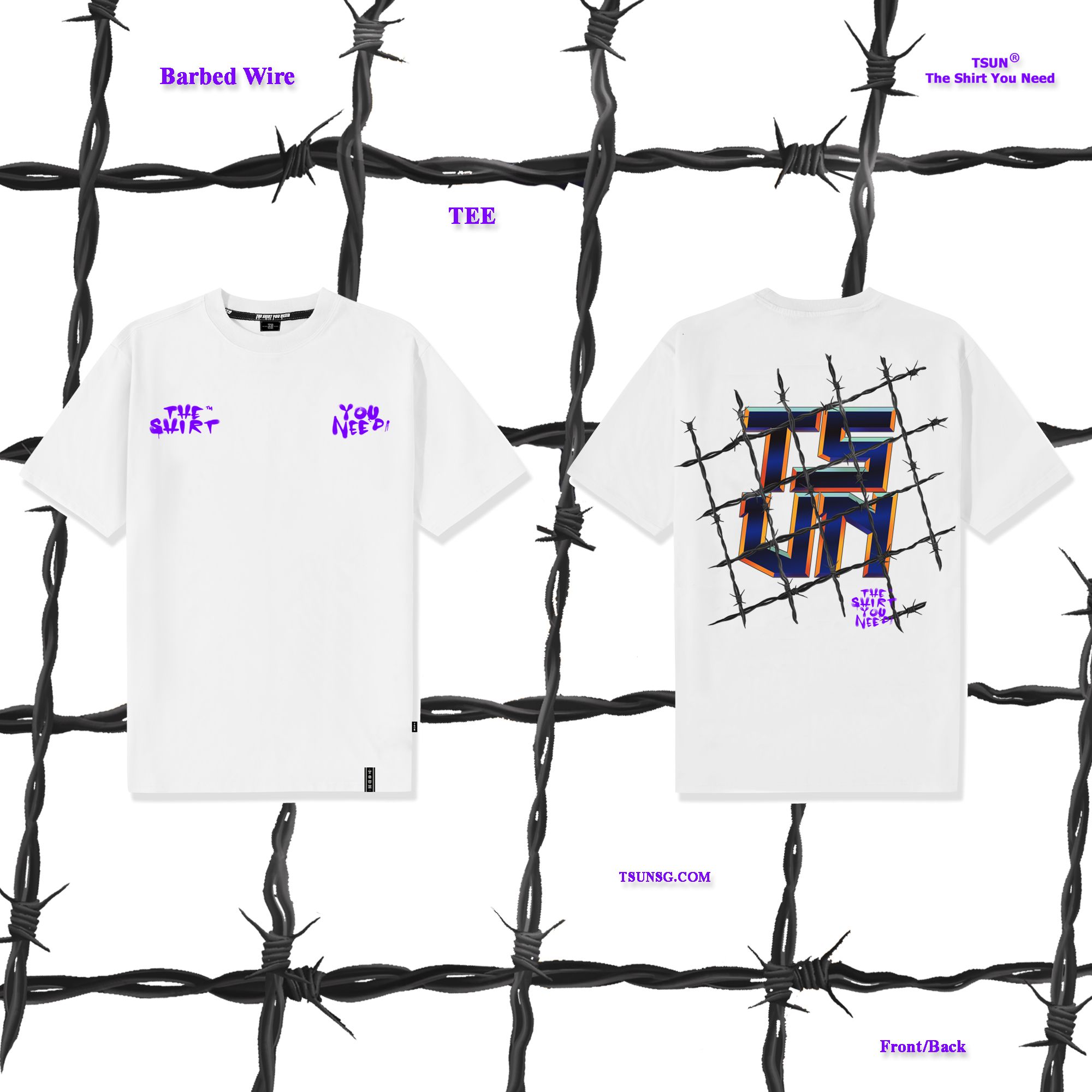 Barbed Wire Tee - White
