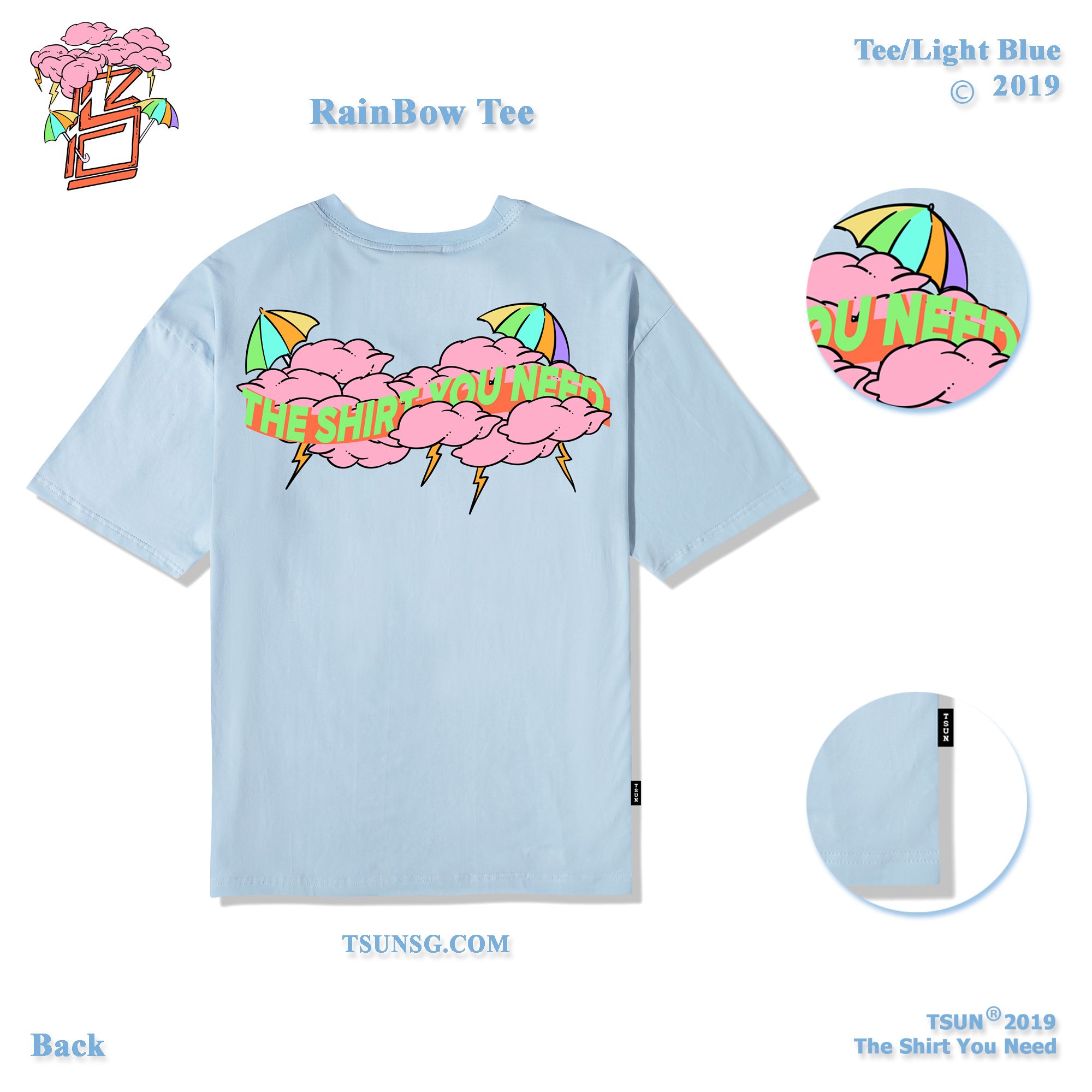 Rain Bow Tee/Light Blue