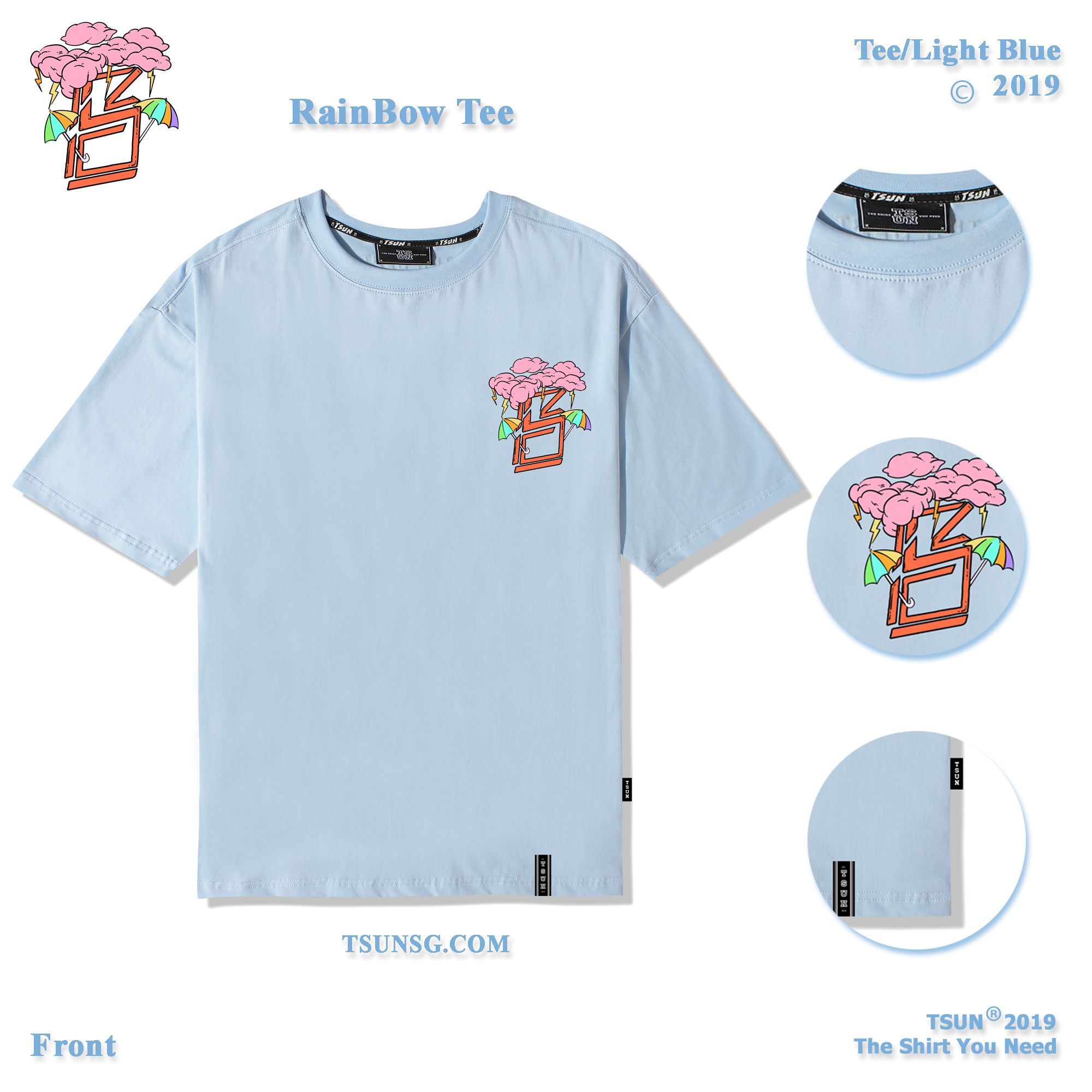 Rain Bow Tee/Light Blue