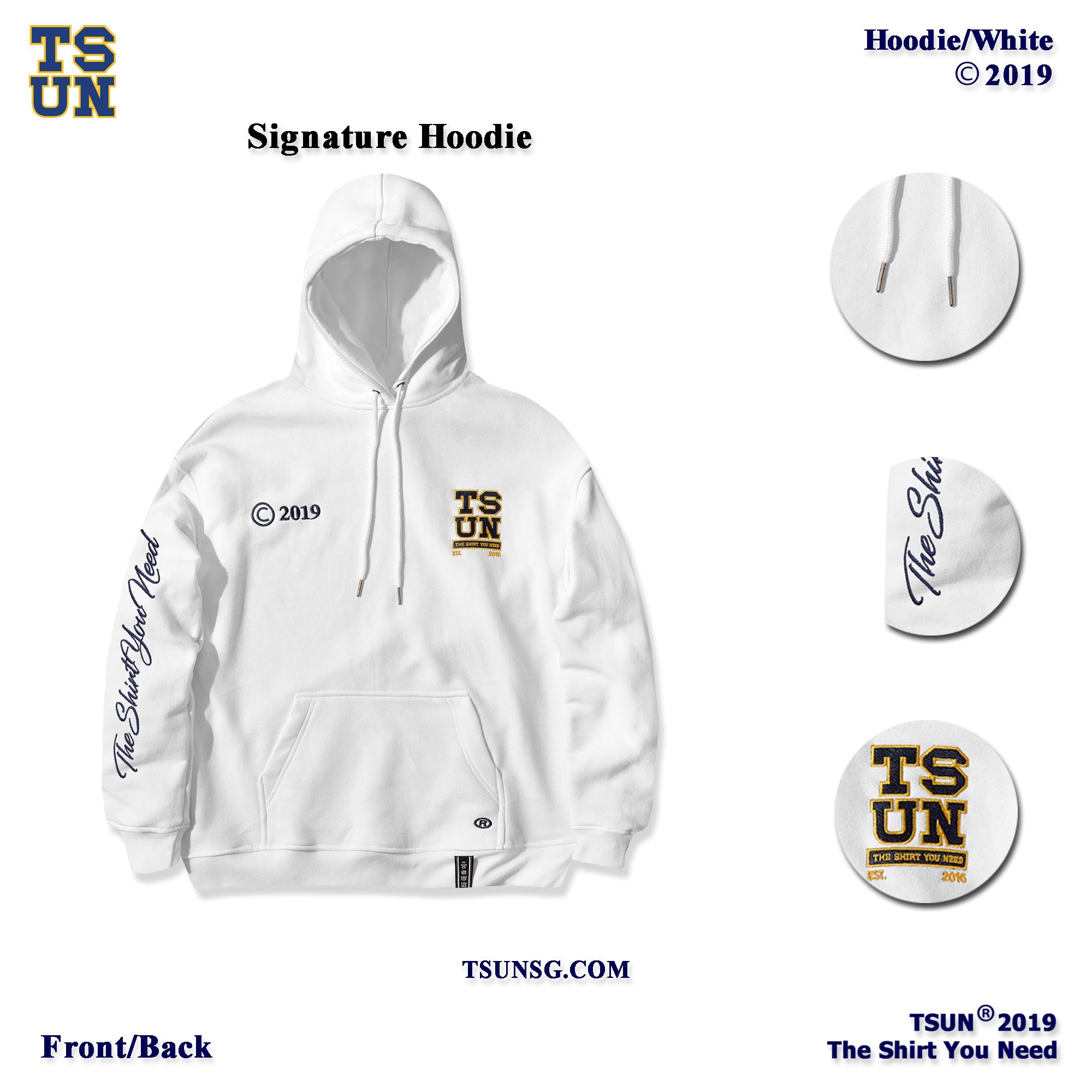 Signature Logo TSUN Hoodie/White