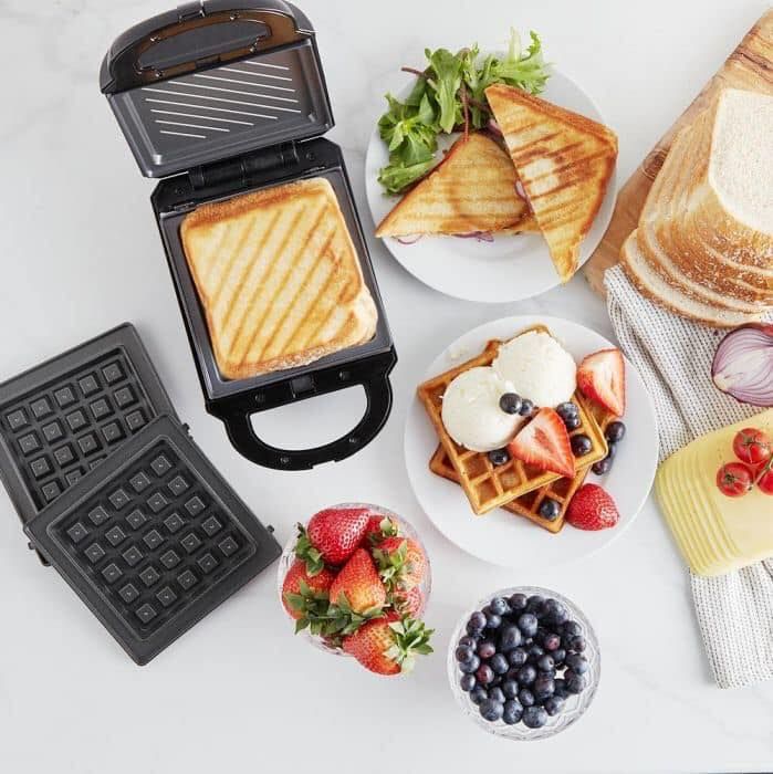 Máy làm waffle và kẹp sandwich 2in1 mini