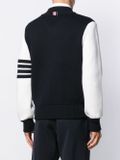  Áo khoác nam len lông cừu Thom Browne 4-Bar Varsity zip up 809 hàng thiết kế tay áo kẻ sọc cực sang trọng 