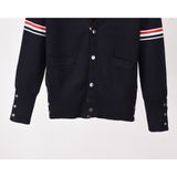  Áo khoác Cardigan nam nữ dệt kim Thom Browne 8835 chất vải len da thiết kế tay áo kẻ vạch cổ áo tim cực sang trọng 