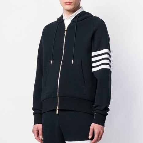 Áo khoác dệt kim nam nữ Thom Browne 4-Bar zip up 217 chất vải len bông cao cấp hàng thiết kế tay áo kẻ sọc sang trọng