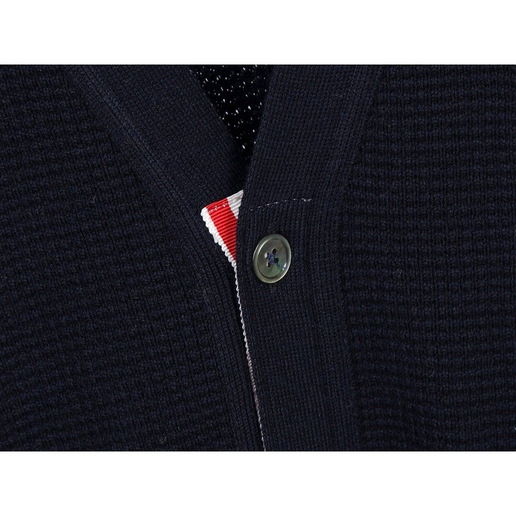 Áo khoác cổ tim Cardigan nam nữ dệt kim Thom Browne 4-Bar 20235 chất vải nhung tăm cao cấp thiết kế tay áo kẻ sọc