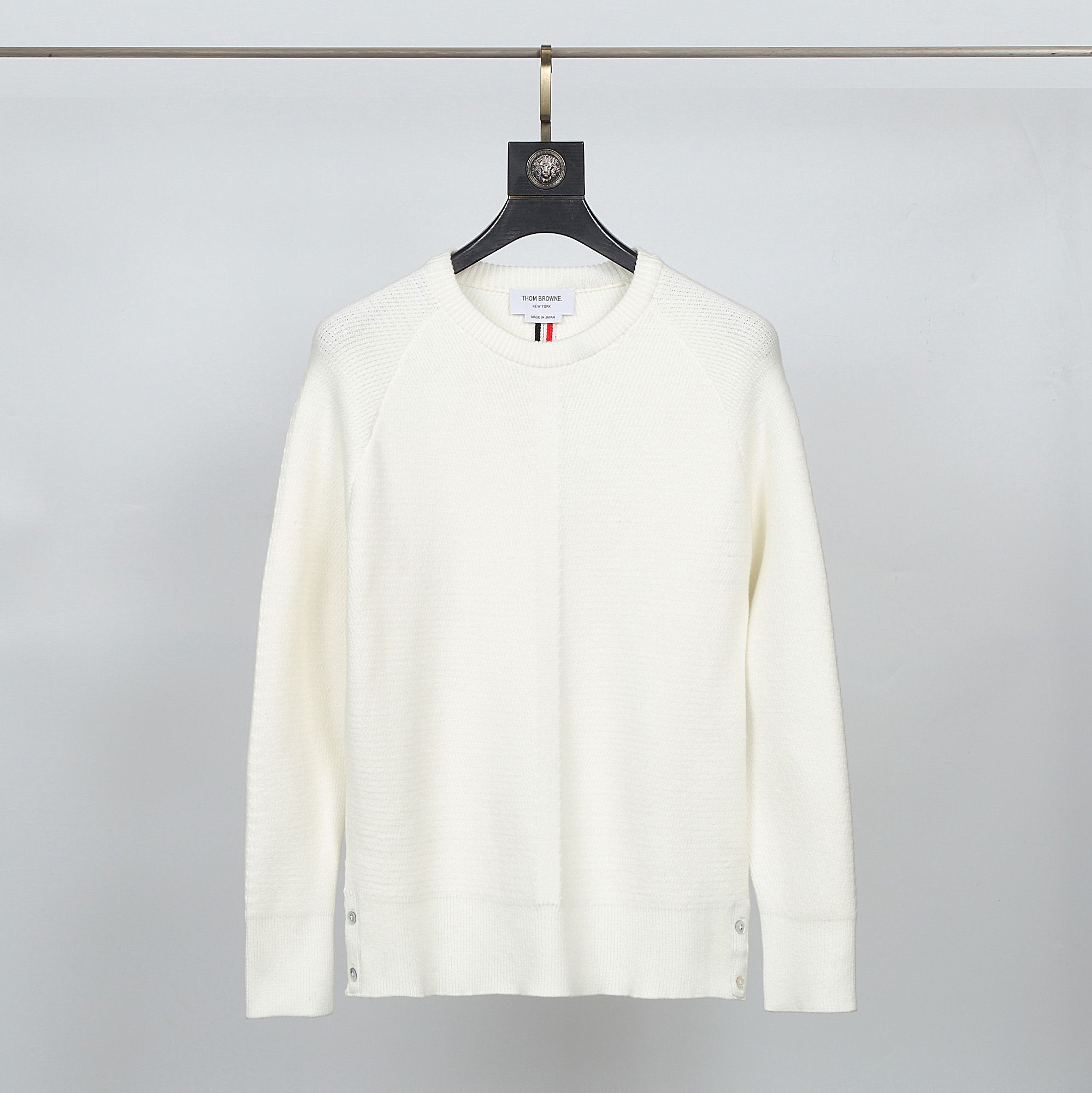 Áo thun tay dài nam nữ form slim fit Thom Browne 4-Bar 20216 Sweater chất vải len bông thiết kế tay áo kẻ sọc cao cấp