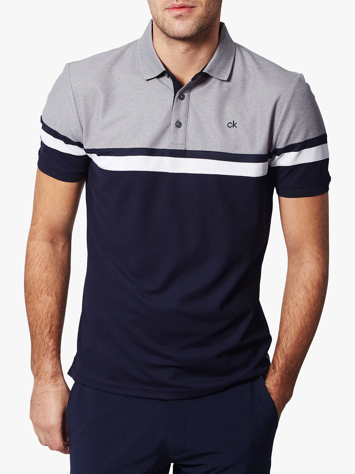 Áo thun nam có cổ Calvin Klein sọc caro