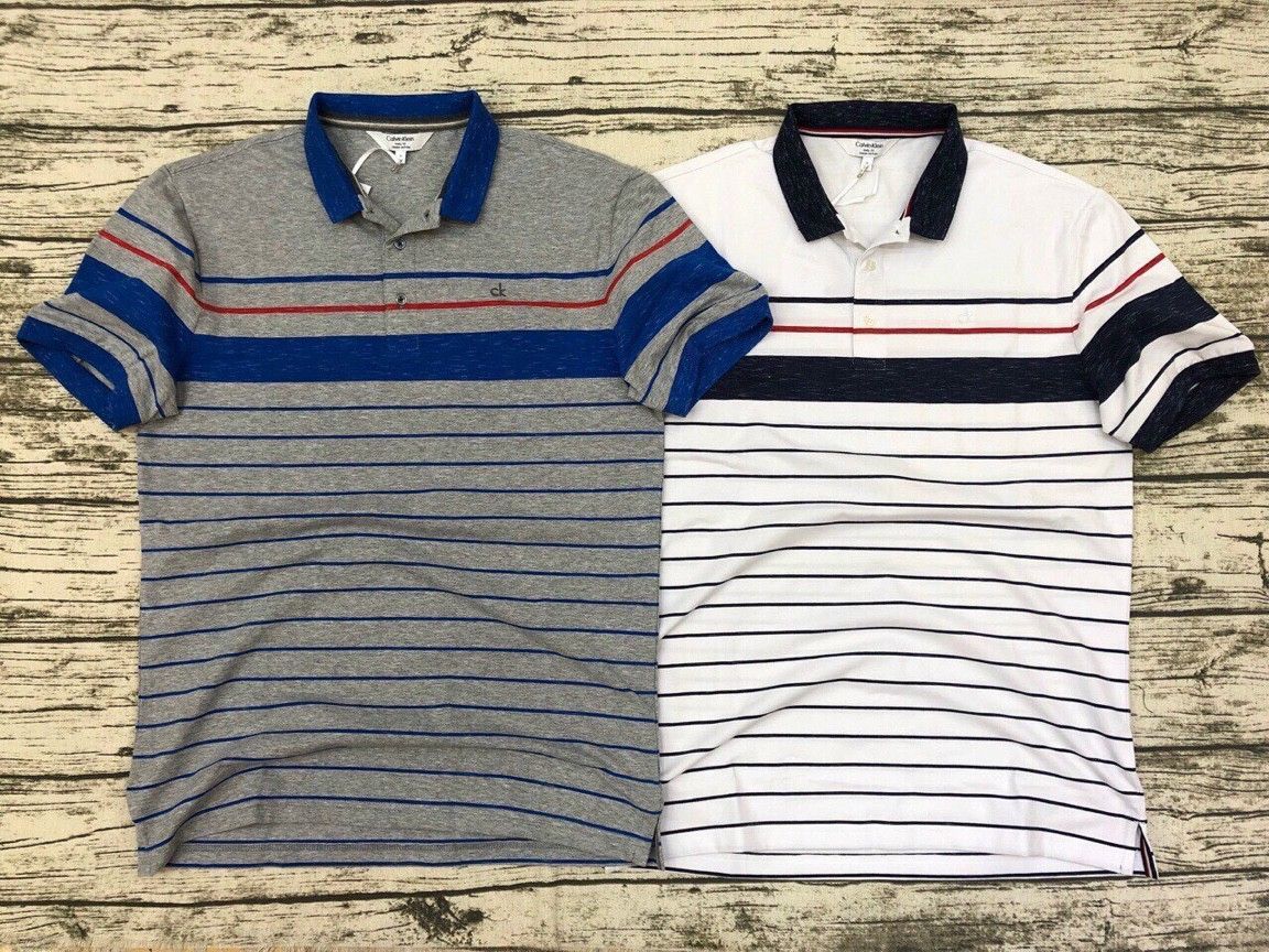 Áo thun nam có cổ Calvin Klein sọc caro