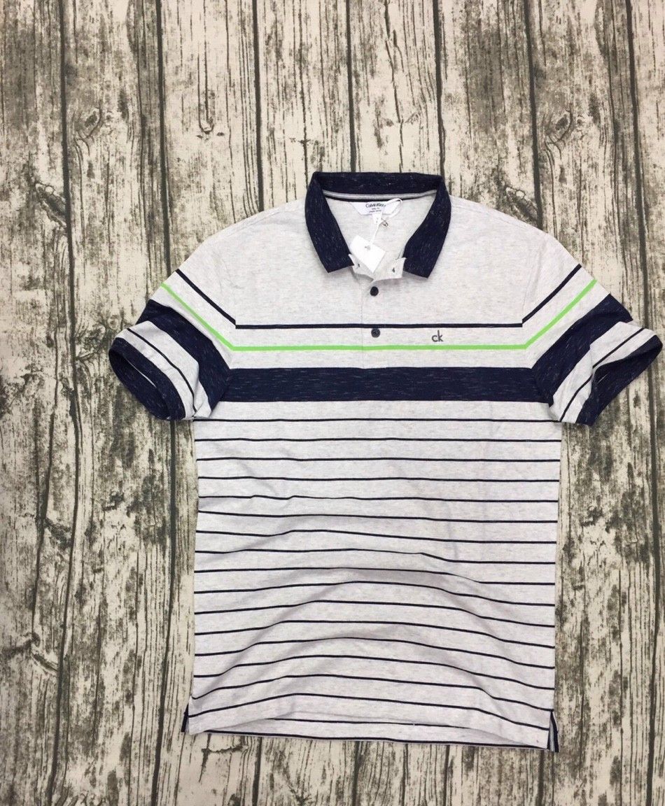 Áo thun nam có cổ Calvin Klein sọc caro