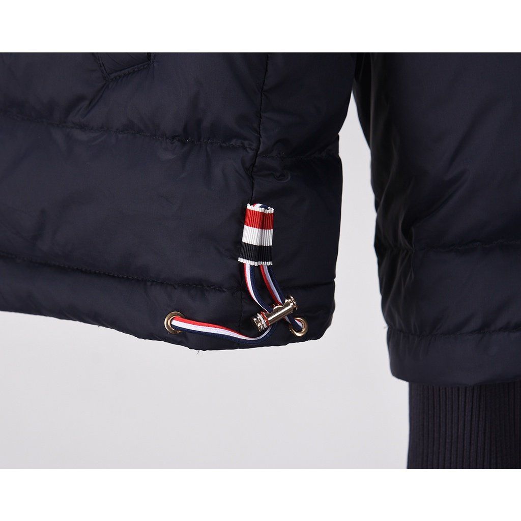 Áo khoác lông vũ nam cao cấp có nón Thom Browne 4-Bar 8892 Áo phao nam thiết kế tay áo kẻ sọc cực sang trọng