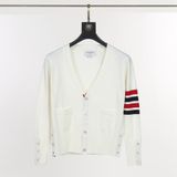  Áo Cardigan nam nữ dệt kim tay dài cổ tim Thom Browne 4-Bar 8819 Áo khoác chất liệu len bông thiết kế tay áo kẻ sọc 