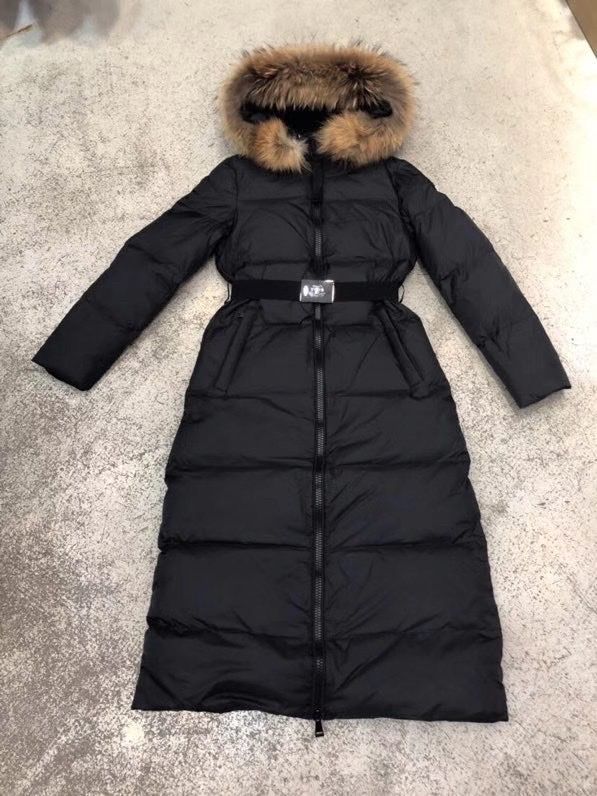  Áo Khoác Mangto Dáng Dài Lông Vũ Moncler Nữ Cổ Lông 