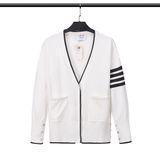  Áo khoác cổ tim Cardigan nam nữ dệt kim Thom Browne 4-Bar 8861 chất vải nỉ len cao cấp thiết kế tay áo kẻ sọc cực sang 