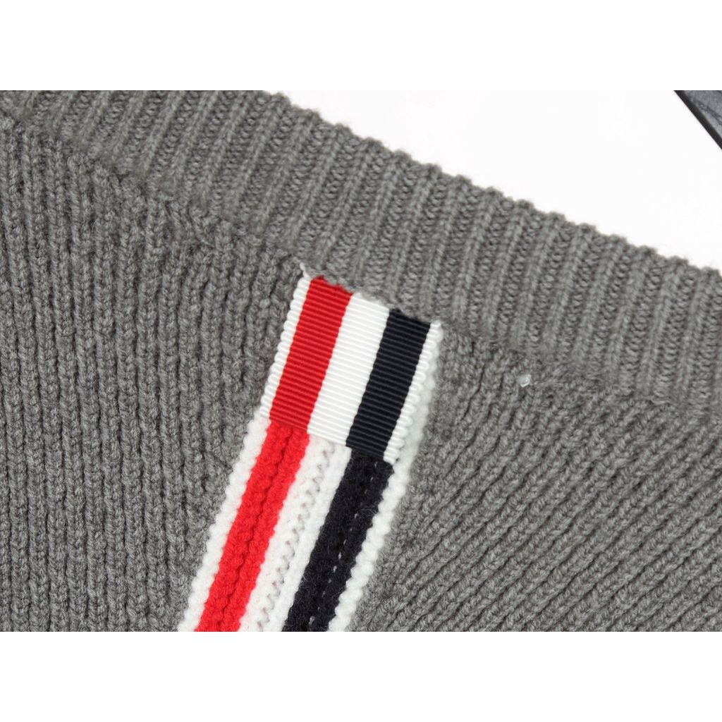 Áo thun tay dài nam nữ form slim fit Thom Browne 4-Bar 20216 Sweater chất vải len bông thiết kế tay áo kẻ sọc cao cấp