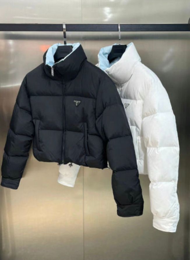 Áo Khoác Prada Re-Nylon cropped convertible down jacket
