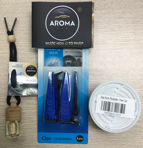 Combo nước hoa, sáp thơm, kẹp cửa gió Aroma Car - quà tặng kèm không bán