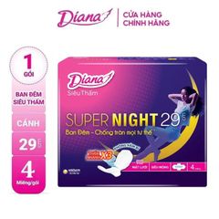 Băng Vệ Sinh Diana Siêu Thấm ban đêm Supernight 29cm - 4 Miếng