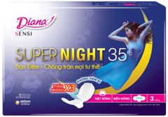 Băng Vệ Sinh Diana Siêu Thấm ban đêm Supernight 35cm - 3 Miếng