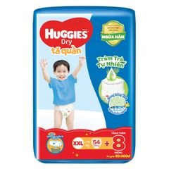 Tã quần Huggies Dry cỡ XXL 54 miếng (13-25kg) + 8M Tã quần XXL