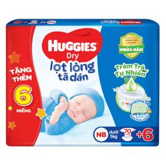 Tã dán lọt lòng Huggies Dry cỡ NB 70M + 6M Tã dán NB (<5kg)