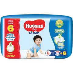 Tã dán Huggies Dry cỡ L 40M + 6M Tã quần L