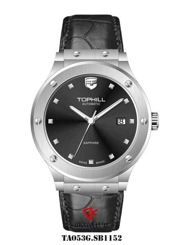 ĐỒNG HỒ TOPHILL TA053G.SB1152 Nam, dây da, vỏ Thép 316L, máy Automatic, kính Sapphire, chịu nước 5ATM