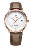 ĐỒNG HỒ TOPHILL TS001M.PZ3252 Nam dây da Máy Quartz kính Sapphire Size 40mm 5ATM