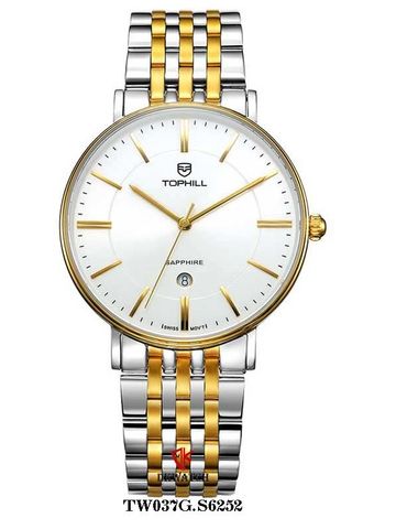 ĐỒNG HỒ TOPHILL TW037G.S6252 Nam Dây Thép 316L Máy Quartz Kính Sapphire Size 40mm 3ATM