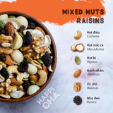 Hỗn hợp 6 Loại Hạt Trái Mixed Nuts Raisins HAPPI OHA