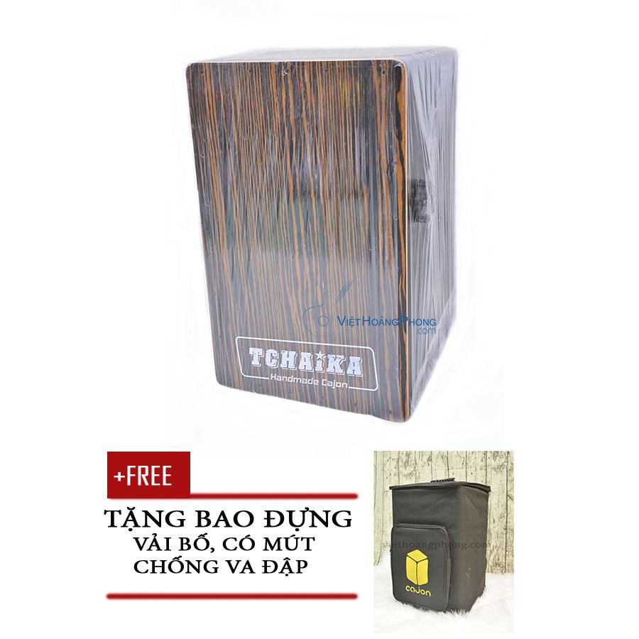 Trống Cajon Thái Lan TCHAIKA có Snare - Mặt Đen (Kèm Bao)