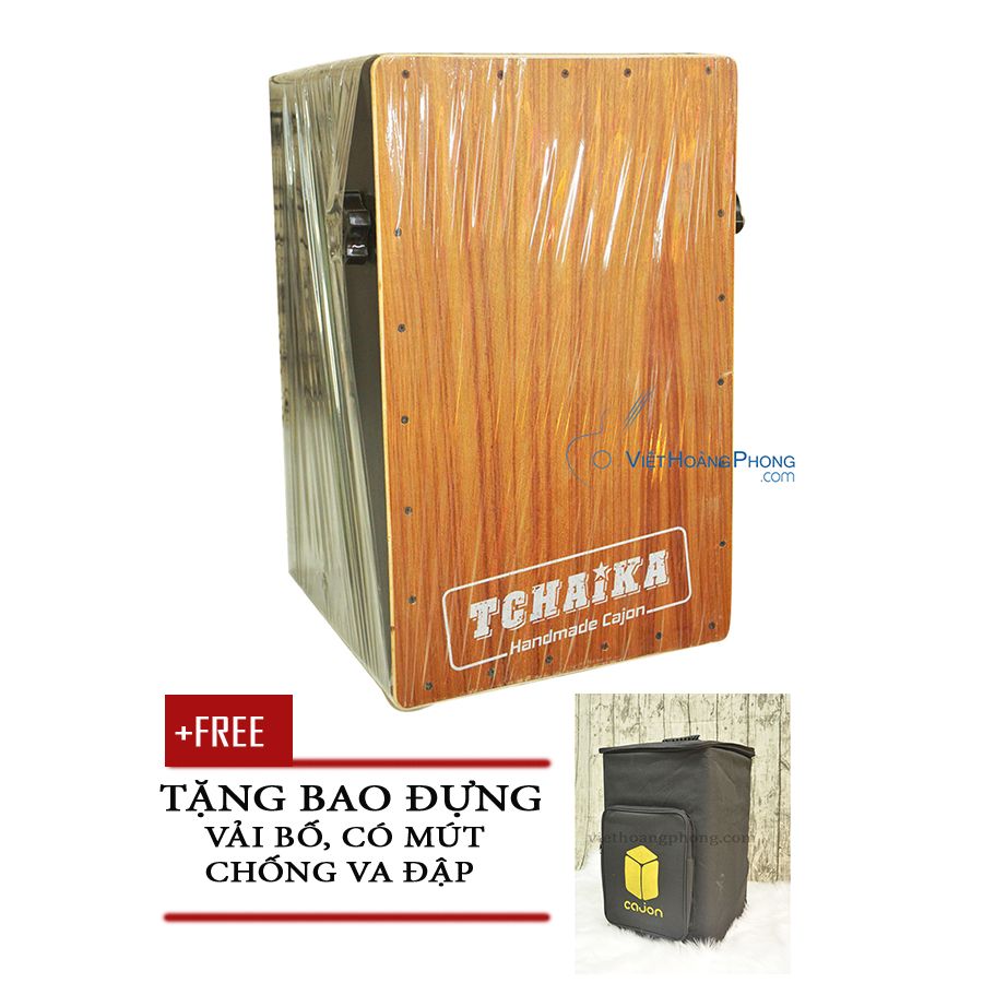 Trống Cajon Thái Lan TCHAIKA có Snare - Mặt Vàng Nâu (Kèm Bao)
