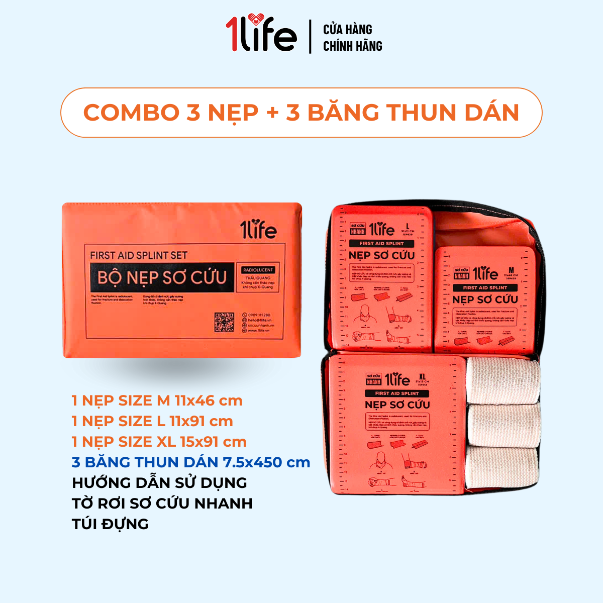 COMBO 3 NẸP SƠ CỨU + 3 BĂNG THUN