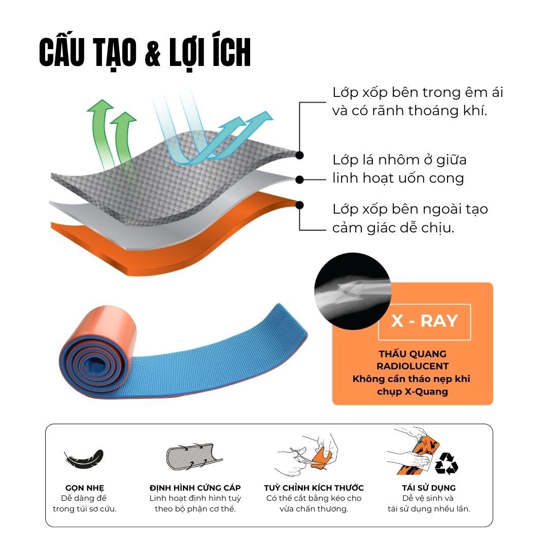 NẸP SƠ CỨU THẤU QUANG - RADIOLUCENT SPLINT - NẸP CAM, NẸP SAM