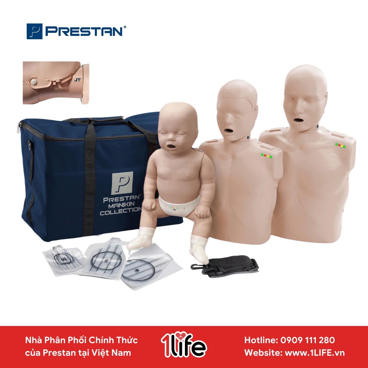 COMBO 3 MÔ HÌNH THỰC HÀNH HỒI SỨC TIM PHỔI CPR TIÊU CHUẨN PRESTAN PROFESSIONAL MANIKIN COLLECTION