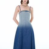  Đầm maxi vải denim loang màu - Xanh dương loang - D0569 