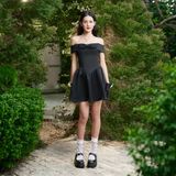 Đầm coset trễ vai - Đen - D0574