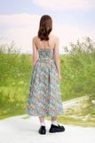 Đầm bông midi cúp ngực - Xanh dương - D0578
