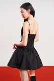 Đầm xòe 2 dây đính hoa - Đen - D0589