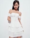 Đầm 3 tầng phối đăng ten - Trắng - D0602