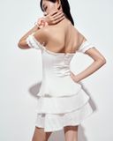 Đầm 3 tầng phối đăng ten - Trắng - D0602