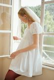 Đầm babydoll tay phồng - Trắng - D0651