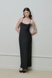 Đầm lụa hai dây hở lưng - Đen - D0670