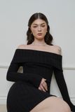 Đầm bẹt vai dài tay - Đen - D0675
