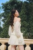 Đầm ngắn tay phồng smocking - Vàng - D0681