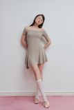 Đầm ngắn vải thun tùng xoè - Nâu - D0684