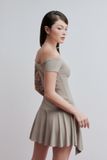 Đầm ngắn vải thun tùng xoè - Nâu - D0684