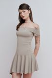 Đầm ngắn vải thun tùng xoè - Nâu - D0684