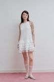 Đầm ngắn sát nách phối vải - Trắng - D0685