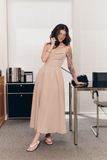 Đầm midi xoắn ngực - Beige - D0701