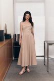 Đầm midi xoắn ngực - Beige - D0701
